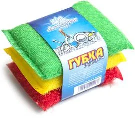 АКВАМАГ Набор кухонных губок для посуды 3шт. МГП-001 микс