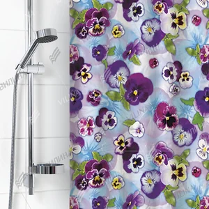 VILINA Занавес для ванной комнаты 180 x 180 см 6666 Фиалки виола 1575-1