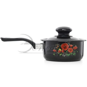 ЭСТЕТ Ковш 0,6 л Красные маки ЭТ-72806 с крышкой