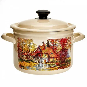 КМК Кастрюля цилиндрическая бортовая 4 л 41704-142/6-У4 Старая мельница слоновая кость