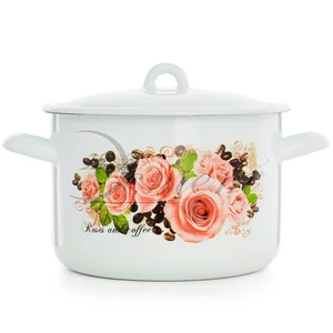 ЭСТЕТ Кастрюля 4,3 л Розы и кофе ЭТ-71617 цилиндрическая