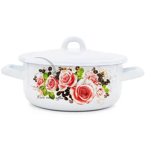 ЭСТЕТ Кастрюля 1,45 л Розы и кофе ЭТ-71615 цилиндрическая
