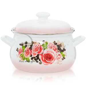ЭСТЕТ Кастрюля 4,5 л Розы и кофе ЭТ-71603 грушевидная