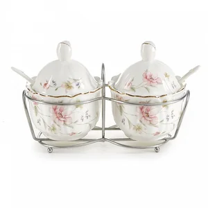 BEATRIX Набор из 2-х сахарниц с ложками на металлической подставке Сан-Марино МН001E/2