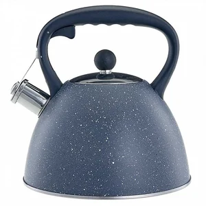 ALPENKOK Чайник со свистком 3 л AK-534 серый гранит, ручка черная