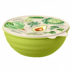 БЫТПЛАСТ Миска с крышкой с декором 3,7 л WAVE 4332178 микс