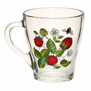 PASABAHCE Кружка чайная 250 мл ЗЕМЛЯНИКА лепковая деколь 1649/143