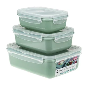 М-ПЛАСТИКА Набор ёмкостей для продуктов ФРЕШ (0,4 л + 0,8 л + 1,4 л) М 1426 фисташковый