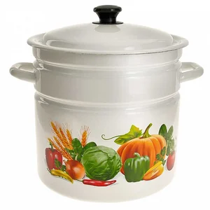 КМК Кастрюля цилиндрическая бортовая 12 л 41804-242/6-У2 Осенний урожай белая