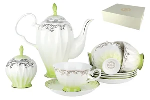 КОРАЛЛ Набор чайный 14пр. Симфония салатовая QS014-3(14PCS)