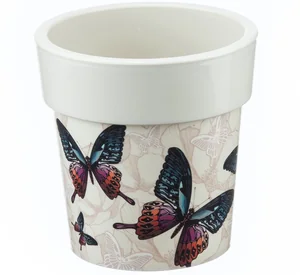М-ПЛАСТИКА Кашпо ТУБУС ДЕКО  1,1 л. М 3168 бабочки