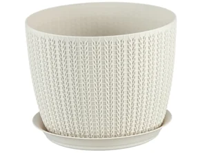 М-ПЛАСТИКА Кашпо Вязание 1,9 л. М 3120 белый ротанг