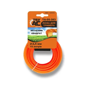 ТехАС Леска для триммера Формат лески- крученый квадрат - 15 м., диаметр - 2,4 мм., материал- нейлон ТА-05-383