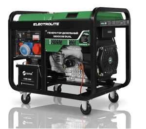 Electrolite Генератор дизельный 18000DE DUAL (электростартер, Dual Power, 220В/380В, 1×63А+1×32А, 4-х такт, 15-16кВт, 2 цилиндра, 28л.с. 4.8л/ч, бак 25л)
