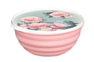 DELTA Миска Латина 2,1 л с крышкой с декором Сад пионов (розовый) 223152308/04