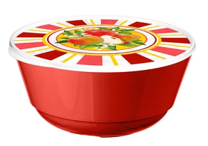 DELTA Миска Бергамо 3 л с крышкой с декором Сицилия (красный) 223135306/04