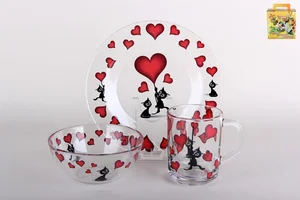 КОРАЛЛ Набор посуды д/завтрака 3 пр. Котики круг 30327/к