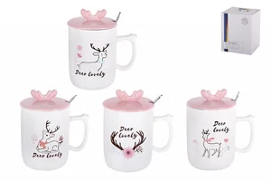 КОРАЛЛ Кружка заварочная 380мл с крышкой и ложкой Олененок 5127 микс