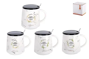 КОРАЛЛ Кружка для заваривания 420мл с крышкой и ложкой Harmony-2 5103 микс