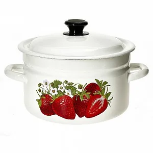 КМК Кастрюля цилиндрическая бортовая 5 л Садовая клубника 41804-162/6-У4-СА белая