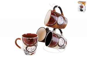 КОРАЛЛ Набор кружек 1/4 на металлической подставке 350мл Кофе тайм 2020186