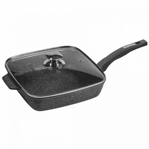МЕЧТА Сковорода квадратная 28×28 см Гранит star с29803 с несъемной ручкой и стеклянной крышкой