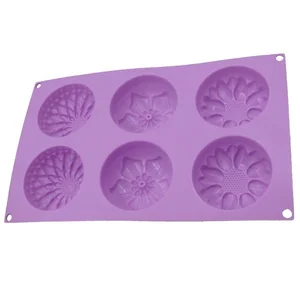 ALPENKOK Форма для выпечки 6 кексов силиконовая Хризантемы AK-6048S лавандовая