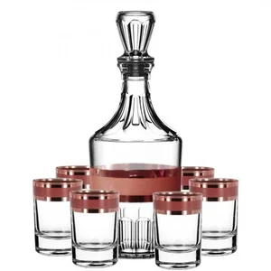 ГУСЬ ХРУСТАЛЬНЫЙ Набор 7 предметов с узором Ампир цвет Рубин ERV79-1160/837/S