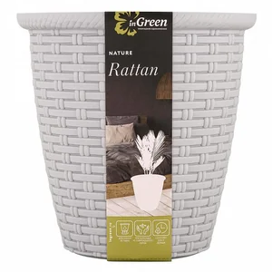 PLASTIC REPUBLIC  Кашпо Rattan D 185мм/3 л с внутренним горшком 1,5 л Утренний туман ING6212УТ