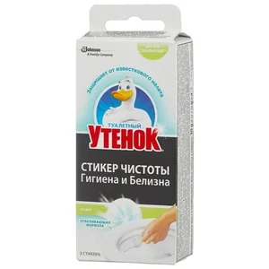 ТУАЛЕТНЫЙ УТЕНОК Стикер чистоты 3шт. Океанский оазис с хлор-актив