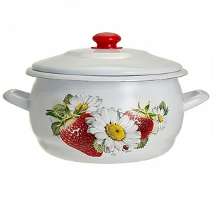 DELTA Кастрюля 7 л сфера 01/70/03/05 Клубника с ромашкой белая