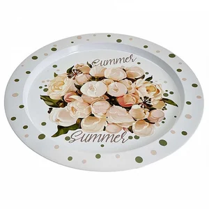 DELTA Поднос Пионы d38см. металл Ц-379х-01897