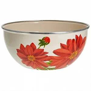 DELTA Салатник-миска 22 см, 2 л BW04/20/04/09-01 Лера с одной деколью, слоновая кость (ободок - нержавеющая сталь)