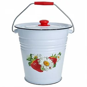 DELTA Ведро коническое с крышкой 12 л B03/120/03/05 Клубника с ромашкой белое