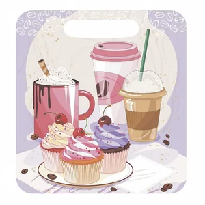 DELTA Доска разделочная малая 195×210 мм деревянная с рисунком Десерт Л-28