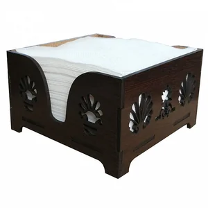 DELTA Салфетница 12,3×12,3×7,5 см резная квадратная Т-2 Мокко с салфетками