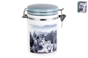 КОРАЛЛ Емкость для сыпучих продуктов 850мл Белые тигры ZFC038-C5 п/у