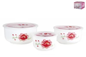 КОРАЛЛ Набор салатников 1/3 с крышкой 10см/13см/15см Sweet 3278-2