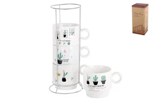 КОРАЛЛ Набор кружек 1/5 на металлической подставке 220мл Aloha 5095