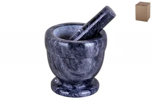 КОРАЛЛ Ступка с пестиком 10х10см Мрамор черная 5033