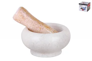 КОРАЛЛ Ступка с пестиком 8х4.5см Мрамор коричневая/беж 5037