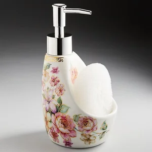 BEATRIX Дозатор для мыла с губкой Цветочная поляна Ф12-002J1