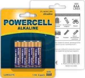 Powercell Батарейки Alkaline AAA 1.5V LR03-4B