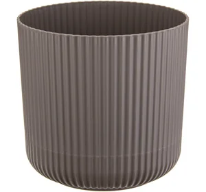 М-ПЛАСТИКА Кашпо 3,6л ВЕЛЬВЕТ ФРАНЦУЗСКИЙ СЕРЫЙ д=180мм с пристегнутым поддоном М 3182