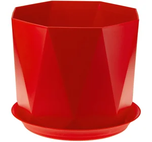 М-ПЛАСТИКА Кашпо 2,6л ПРИЗМА КРАСНЫЙ д=175мм с поддоном М 3138