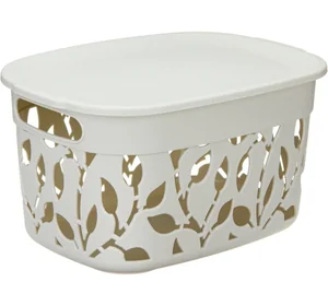 М-ПЛАСТИКА Коробка ФЛОРА 5,5 л с крышкой М 2362 БЕЛЫЙ РОТАНГ 