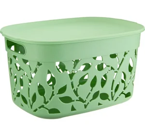 М-ПЛАСТИКА Коробка ФЛОРА 12л с крышкой М 2363 МЯТА