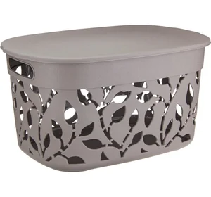 М-ПЛАСТИКА Коробка ФЛОРА 12л с крышкой М 2363 ФРАНЦУЗСКИЙ СЕРЫЙ