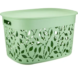 М-ПЛАСТИКА Коробка ФЛОРА 25л с крышкой М 2364 МЯТА 