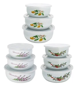 MALLONY Набор из 3 контейнеров эмалированных с крышками, CLASSICA (800 1100 1600 мл) 102924 микс